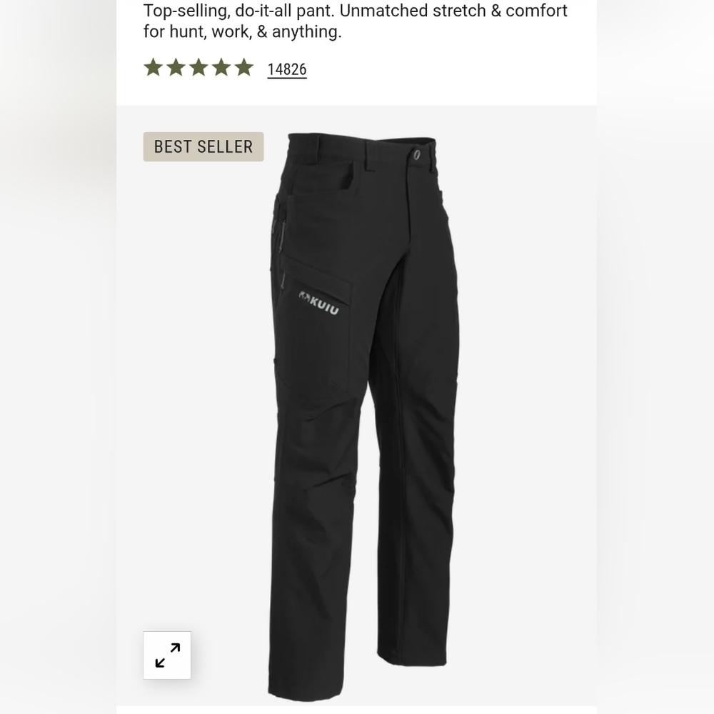 Kuiu Mens Attack Pants Men's Black Size 38